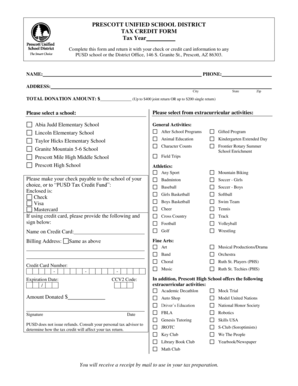 PUSD Tax Credit Form Prescott Unified School District