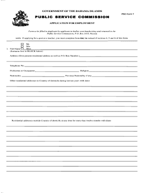 Bahamas Public Service Application Form