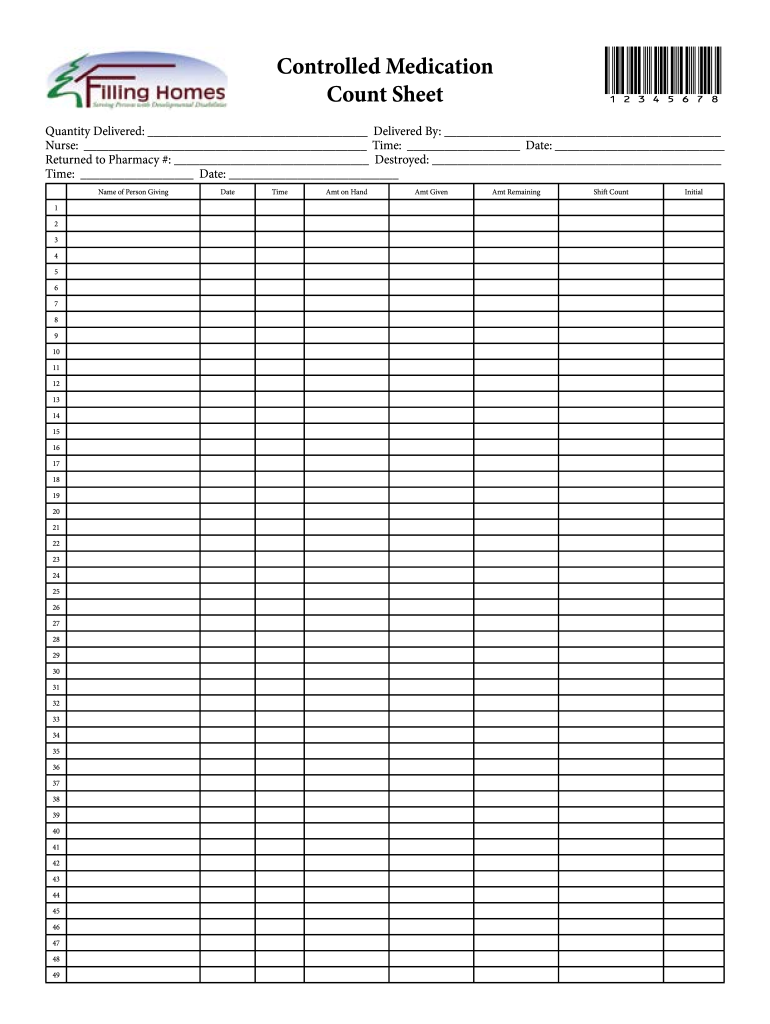 Medication Count Sheet  Form