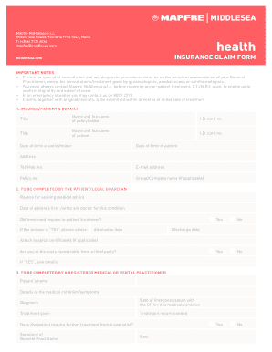 Mapfre Middlesea Health Claim Form PDF