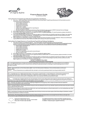 Finance Report Guide  Girl Scouts of Virginia Skyline  Gsvsc  Form