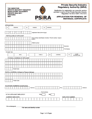 Psira Individual Renewal Form