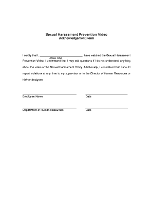 Sexual Harassment Acknowledgement Form