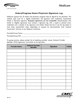 Cms Signature Log Template  Form