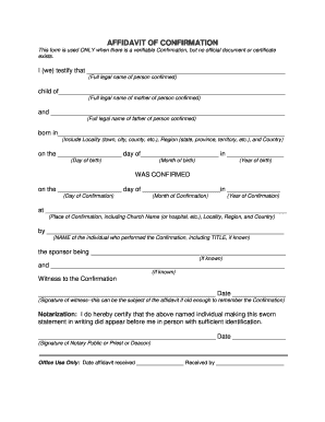 Affidavit of Confirmation PDF  Form