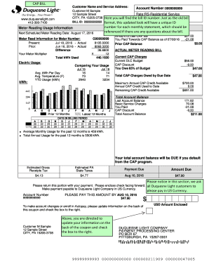 Duquesne Light Bill Sample Form Fill