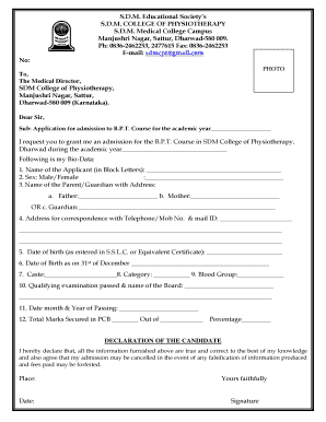 Online Application to Sdm  Form