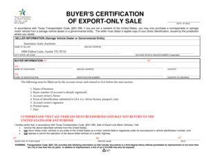  BUYER S CERTIFICATION of EXPORT ONLY SALE 2009