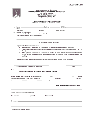  Mcle Exemption Form 2014-2024
