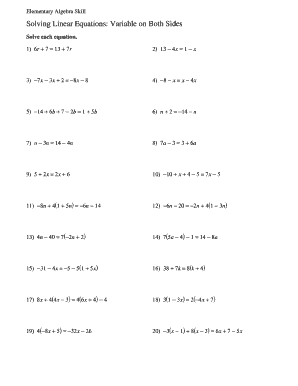 Equations with Variables on Both Sides PDF  Form