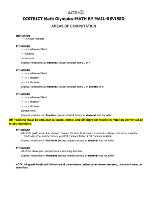 Acsi Math Olympics Practice Tests  Form