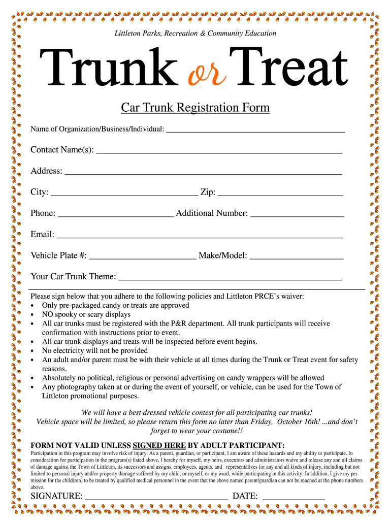 Trunk or Treat Entry Form