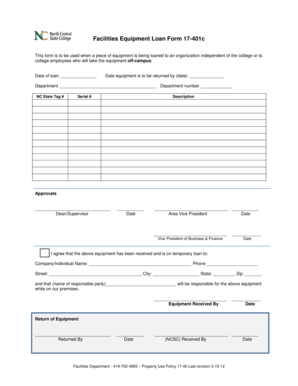 Equipment Loan Form for Employees