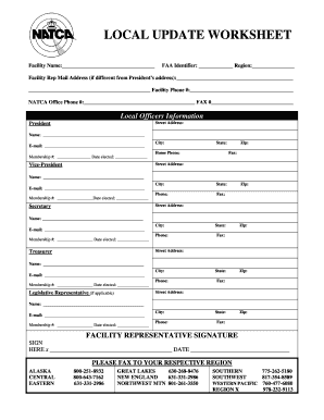 LOCAL UPDATE WORKSHEET NATCA Western Pacific Nwp Natca  Form