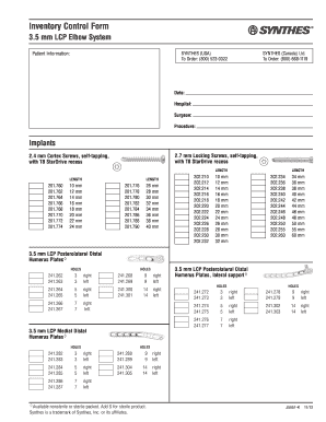 Synthes 3 5 Lcp Elbow Set Inventory  Form