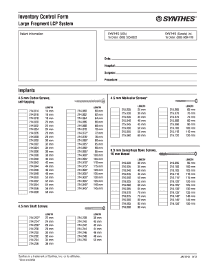 Synthes Large Frag Inventory  Form