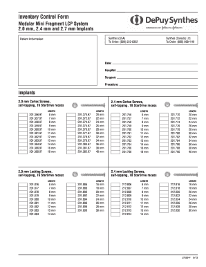 Synthes Mini Frag Inventory  Form