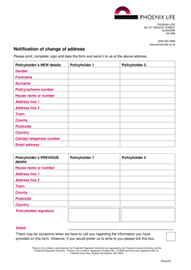 Phoenix Life Limited Glasgow  Form
