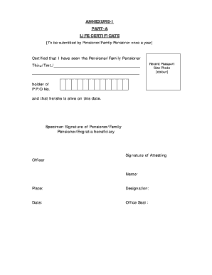 Life Certificate Format