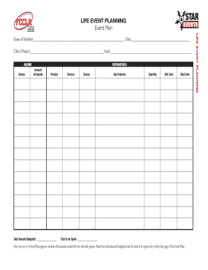 Life Event Planning Event Plan FCCLA  Form