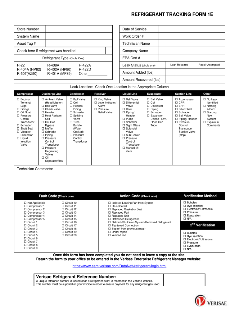 REFRIGERANT TRACKING FORM 1E  Jrj Inc