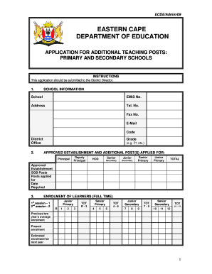 Department of Education Eastern Cape  Form