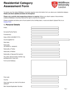 Residential Category  Form