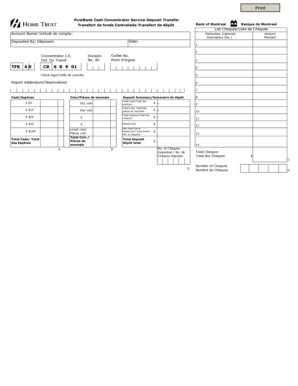 Firstbank Cash Concentrator Service Deposit Transfer Form