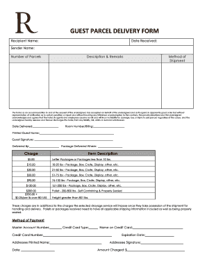 SR Guest Parcel Delivery Form SIRVA