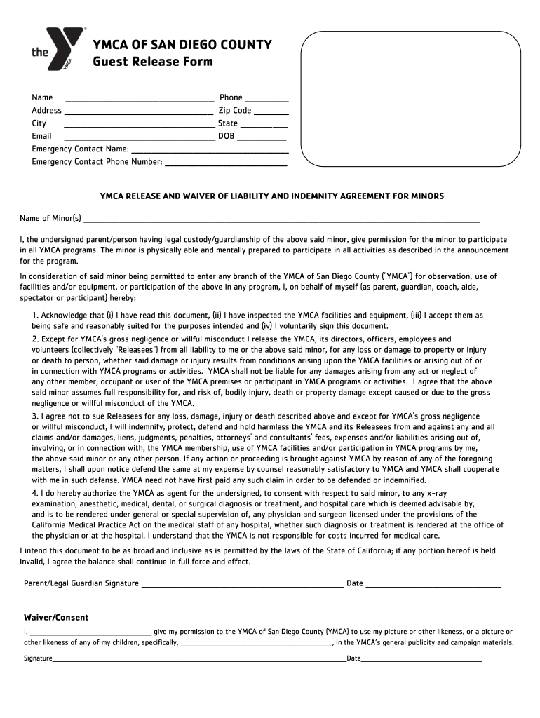 Ymca Waiver  Form