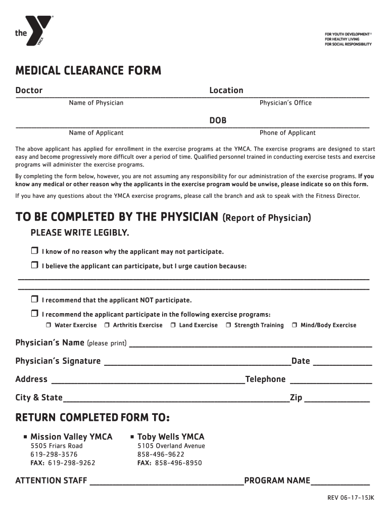  Medical Clearance 2015-2024