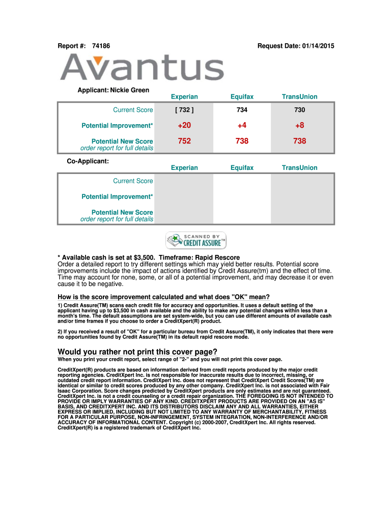 Tri Merge Credit Report Sample PDF  Form