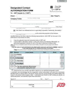 Please Designated Contact ADP Canada  Form