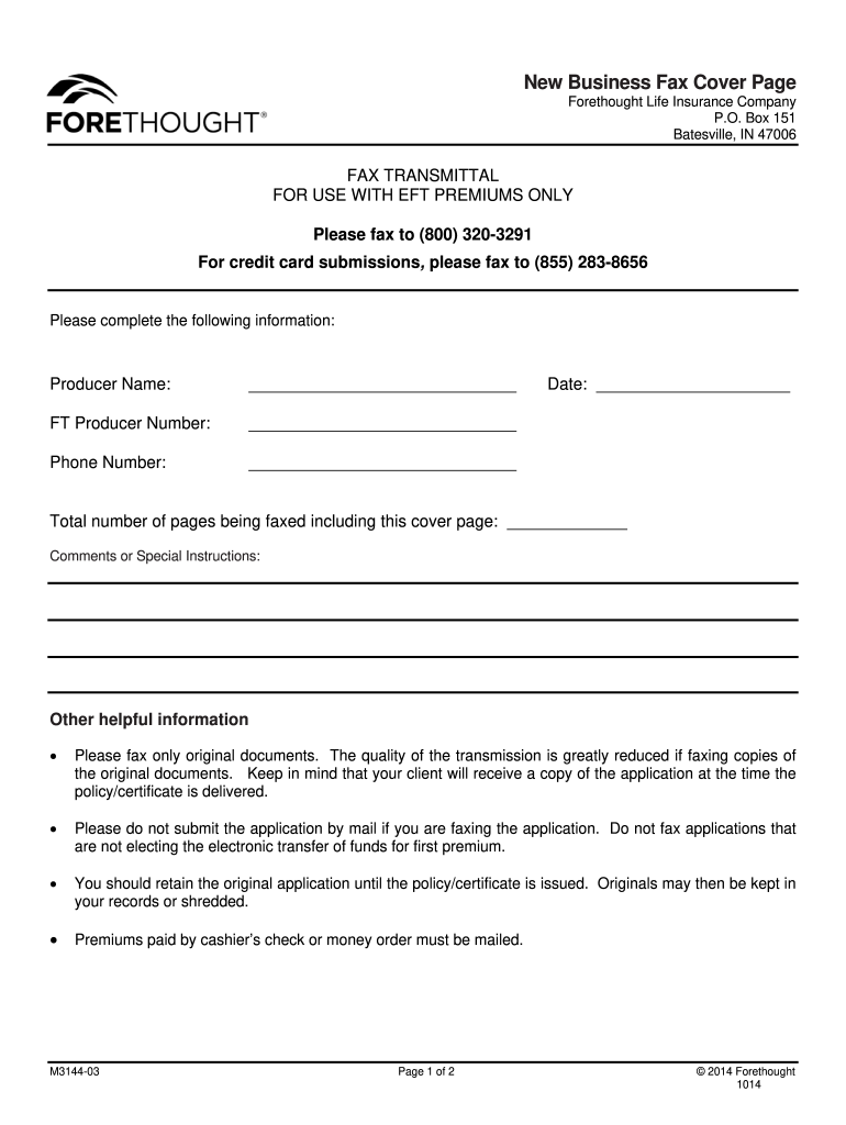 New Business Fax Cover Page  Forethoughtcom  Form