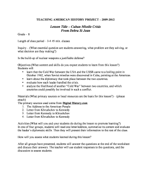 Cuban Missile Crisis Lesson Plan EASTCONN Eastconn  Form