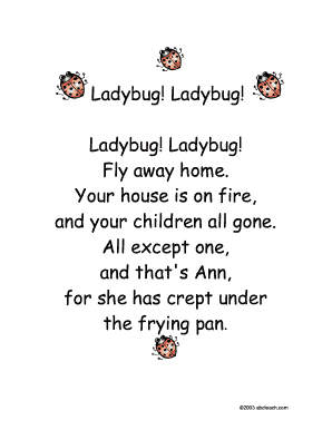 Ladybug Ladybug Fly Away Home  Form