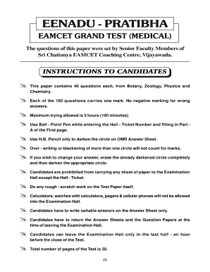 Sri Chaitanya Grand Test Papers PDF  Form