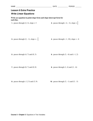 Lesson 6 Skills Practice Write Linear Equations  Form