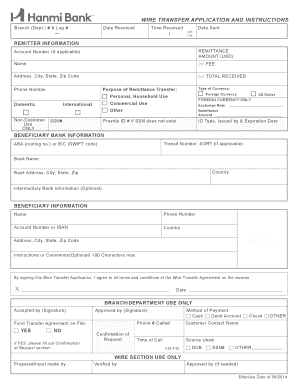 Hanmi Bank Wire Transfer  Form