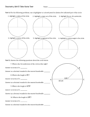 Geometry Unit 8 Test  Form