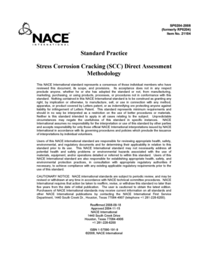 NACE Standard SP0204 Stress Corrosion Cracking SCC Direct Assessment Methodology Nace  Form