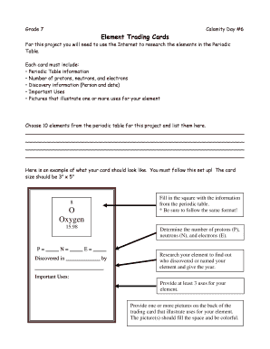 Element Trading Cards  Form