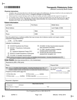  Lifesouth Therapeutic Phlebotomy Form 2015-2024