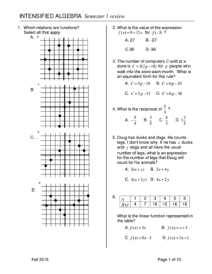 Intensified Algebra 1 Answer Key  Form