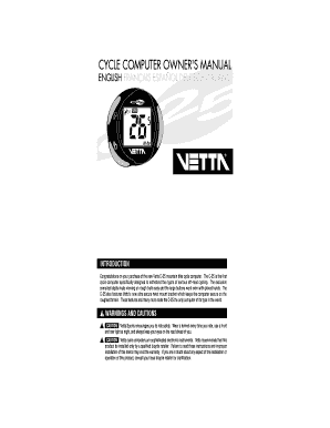 WARNINGS and CAUTIONS INTRODUCTION VETTA  Form