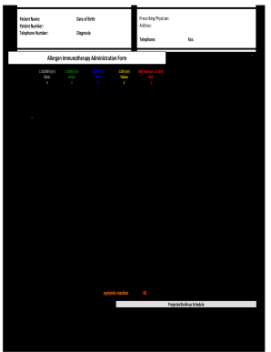 Immunotherapy Vaccine Administration Form Aaaai