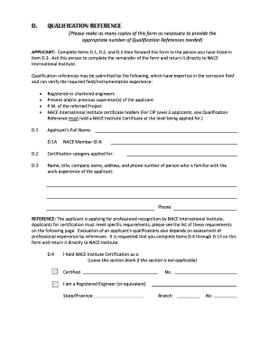 Qualification Reference Form CIP Resources Nace