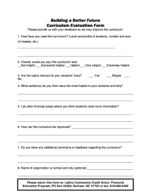 Curriculum Feedback Form