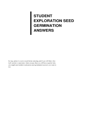 Seed Germination Gizmo Answer Key  Form