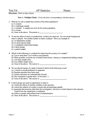 Test 5a Ap Statistics Answer Key  Form